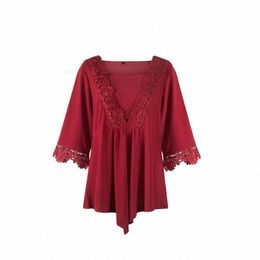 Yitglian femmes 2023 nouvel été demi manches délicate dentelle florale grande taille Blouse grande taille 7XL 8XL hauts élégants W127 P4BG #