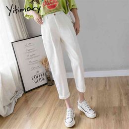 Yitimoky witte broek vrouw hoge getailleerde zwart groen katoen plus size harem lente kleding joggers vintage streetwear werk 210925