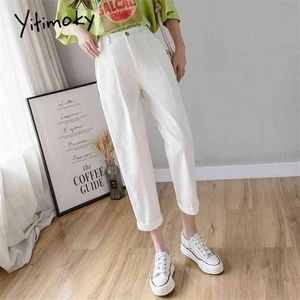 Yitimoky Pantalon blanc femme taille haute noir vert coton plus taille harem vêtements de printemps joggeurs vintage streetwear travail 210925