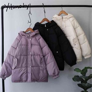 Yitimoky manteau d'hiver femmes Parkas surdimensionné fermeture éclair femme chaud élégant bouffant veste vêtements Harajuku mode coréenne violet 210916