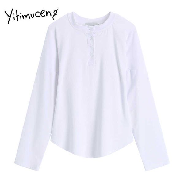 Yitimuceng t-shirts pour femmes point blanc Sexy hauts été lâche confortable vêtements mode grande taille bouton-cou Streetwear 210601
