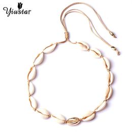 Yiustar Gold Color Shell Colliers pour les femmes Fashion Mignon Sea Beach Boho Shells Collier Jewelry Ami Decoration Chokers