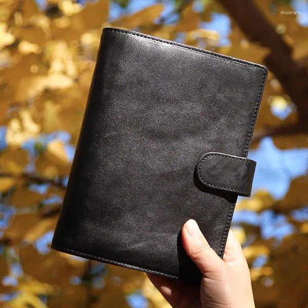 Yiwi A5 A6 A7 Black LoE Leaf Lider Notebook authentique l'organisateur de l'agenda du planificateur en cuir avec une grande poche