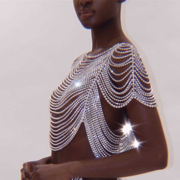 Yiwu mercado venta al por mayor diseñador de lujo de alta calidad sujetador de diamantes de imitación Sexy Bikini borla cadena cuerpo brillante diamante vientre