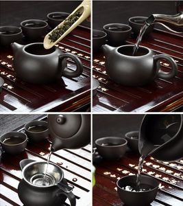 Yixing Purple Clay Small Tea Set comprend 1 Pot 2 tasses, Xishi Pot Tea Cérémonie, Zisha Ceramic Pottery Teaching, China Kung Fu Tea Sett