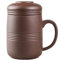 Tasse de sable violet de minerai cru avec une doublure de filtre à couverture tasse de thé en santé pure tasse de thé à la main tasse de bureau kungfu ther