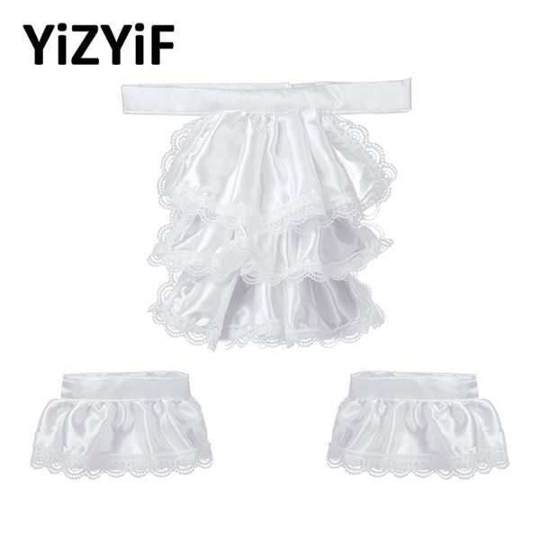 Yizyif faux collier pour enfants / adultes victorien en dentelle jabot et poignets fixé la fête coloniale pirate steampunk costume accessoire