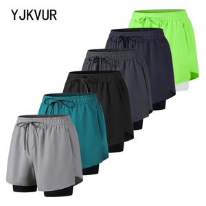 YJKVUR MENS RUNS RURS SUMPRE SETT SHORS SHORTS SHORTS 2-EN 1 SHORTS STANCES 7 pouces Gym Yoga Sports Outdoor Sports Shorts 240409