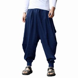 YJSFG HOUSE Marca Pantalones Harem para Hombre Gris Hippie Hip Hop Plain Aladdin Martial Pantalones Harem Masculinos Pantalones Holgados Sueltos Cordón 220816