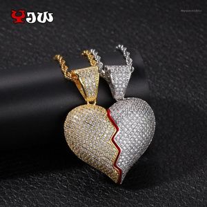 Chaînes YJW Couple Collier Hip Hop Personnalité Deux Moitiés Heartbroken Combinaison Pendentif Cuivre Incrusté Zircon Broken1