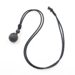 YJXP Natural Lava Stone hanger touw ketting ketting 18 mm vulkanische ronde kraal trendy kettingen Lucky Charms Amulet Sieraden 1 PCS2454