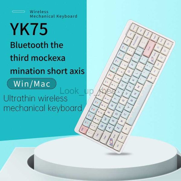 YK75 Bluetooth clavier mécanique nain ordinateur portable portable sans fil câblé le troisième bureau d'examen simulé muet 5.0 clavier HKD230808