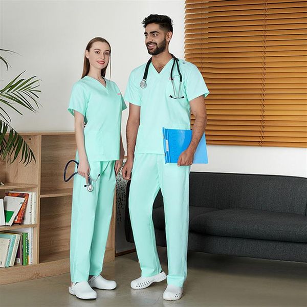 Yl028enfermeira masculina e feminina, conjunto de calça confortável hospitalar, conjunto de esfoliação médica, trabalho de médico dentário, uniformes de beleza, escova cirúrgica custom257b