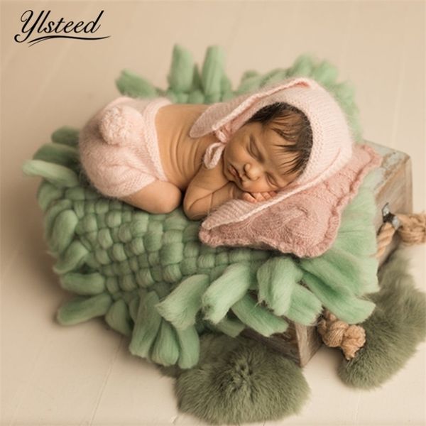 YlSTEED Baby Baby Photography Props Crochet Chunky Manta Recién Nacido Disparo Fondo Cuadrado Manta Cesta Cesta Filler Relleno Regalo de Ducha LJ201014