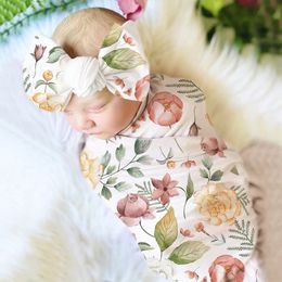 YLSTEED Born Pographie enveloppe avec un bandeau de tête assorti Baby Swaddle pour PO Shooting Portrait Props 240417