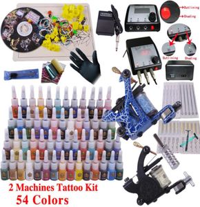 YLT12 kit de tatouage équipement complet d'outils de tatouage 2 machines machine de maquillage permanent pointe aiguilles alimentation set1729177