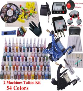 Kit de tatouage YLT12 Équipement d'outil de tatouage complet 2Machines Permanent Makeup Machine Tip Billage Alimentation Set 9323017