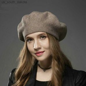 YLWHJJ marque 2021 belle femmes bérets chapeau mode couleur unie laine tricoté bérets avec strass dames béret chapeau L230523