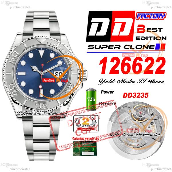 YM 126622 A3235 Automatic Mens Watch DDF 40mm Blue Dial 904L ACTE