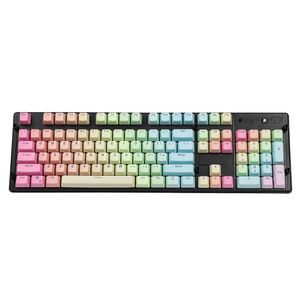 YMDK Double S 104 Dyed PBT Shine Through OEM Profile Rainbow Keycap set Suitable Cherry MX Switches Mechanical Keyboard
