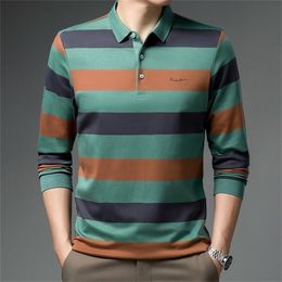 Ymwmhu collectie mode mannen polo shirt katoen multi-color shirt herfst lange mouw revers polo shirt voor man fit slanke kleding 220402