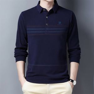 YMWMHU Herfstmerk Lange mouw Casual Rapel Polos Shirts Koreaanse stijl Fashion Mens Slim Tops Shirt 220408