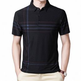 Ymwmhu Fi Slanke Mannen Polo Shirt Zwarte Korte Mouw Zomer Dunne Shirt Streetwear Gestreepte Mannelijke Polo Shirt voor Koreaanse Kleding p6Z8 #