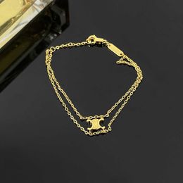 YN6X Designer Fashion Luxury Pendant Colliers Celi New Triumphal Arch Double Ealled Collier Bracelet Femmes Gold Light Small and Unique High End Collar Chain