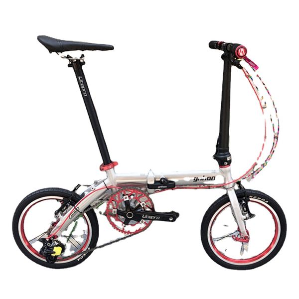 YNHON Bicicleta Plegable Bicicleta para niños Exterior Tres velocidades 16 Pulgadas Mini Bicicleta modificada de 14 Pulgadas de una Sola Velocidad