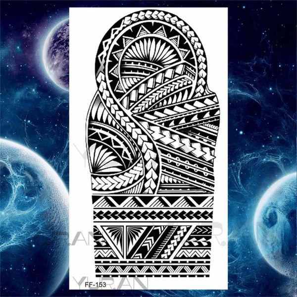 YNQ3 Tatouage Transfert Grand tatouage temporaire Tottem pour adultes Men réalistes Maori Thorns Brassbands imperméables faux autocollants de tatouage Arm Body Tatoos 3D 240427