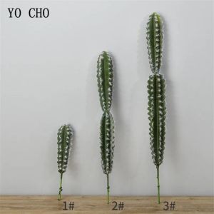 Yo Cho 1pc Green Artificial Cactus Plantes succulentes Fake Flowers Balls Artificial Cactus Column for Home Party False Decoration