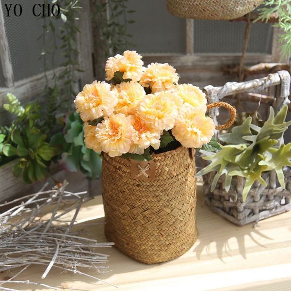 Yo Cho 7 Heads Real Touch Tea Rose Chrysanthemum Artificial Flower Bouquet Colorful Silk Flowers Office de mariage Décoration Home