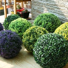 YO CHO Kunstplanten Grote Groene Imitatie Plastic Gras Boule voor Huis Tuin Outdoor Decoratie Nep Bloem Bal 240127