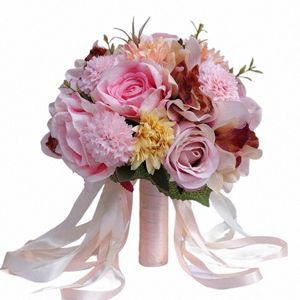 Yo Cho Bridal fr bouquet fournit des fournitures de mariage artificielles rose pey fr wedding bouquet dahlia orchid de qualité bouquets m9nz #