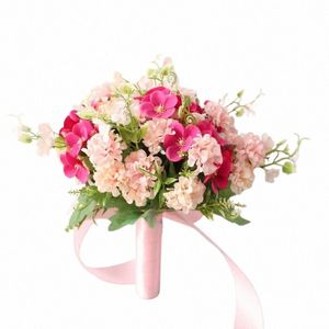 Yo Cho Bride Wedding Bouquet Fr Pink Artificiel fr bouquet Silk Rose Fortune Ball Bnia Bouquets Boursonmaid 06GJ # #