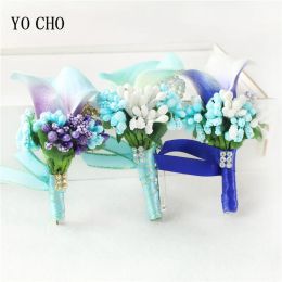 Yo cho corsage butonniere brod wedding corsage butonniere for beenmmaid flower calla lily boutonhole hommes témoignage de mariage