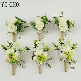 Yo Cho Silk Rose Flowers Corsage de mariage et boutonnière du bracelet Bracelet Broche Broche pour le promotion de Prom Prom Robe