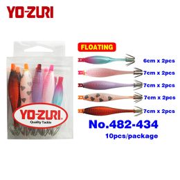 YO-ZURI Inktvis Jigs Inktvis Haken Inktvis Lokken Aas 5cm 6cm 7cm Japan Drijvend UV Fluorescerend Transparant Geel 240312