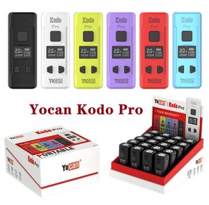 Yocan Kodo Pro Batterie Mod 400mAh E Cigarette Batteries Préchauffer Tension Réglable Vape Stylo Pour 510 Chariots Cartouches D'huile Écran OLED 6 Couleurs 20pcs / Boîte