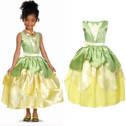 Princesa de Yofeel Traje de Tianna para niña Vestidos de lujo Cosplay Princess y The Frog Dress Fiesta de niños Vestido de cumpleaños de Halloween 210331