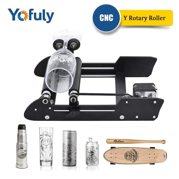 Yofuly Rotary Rouleau pour graveur laser à 360 degrés Roller Rotary Rotary CNC Machine de gravure laser pour objet cylindrique 240423
