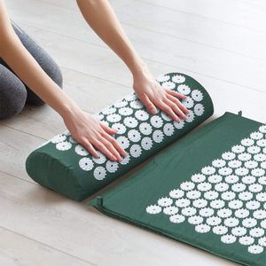 Yoga acupressuurmat en kussenmassageset, rug, nek, pijnverlichting, spierontspanning