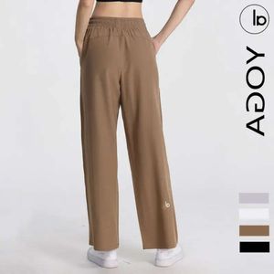 Yoga Al08 Wear Pantalon de jogging pour femme prêt à tirer la corde extensible ample à jambes larges taille haute respirant pantalon de course à jambe droite
