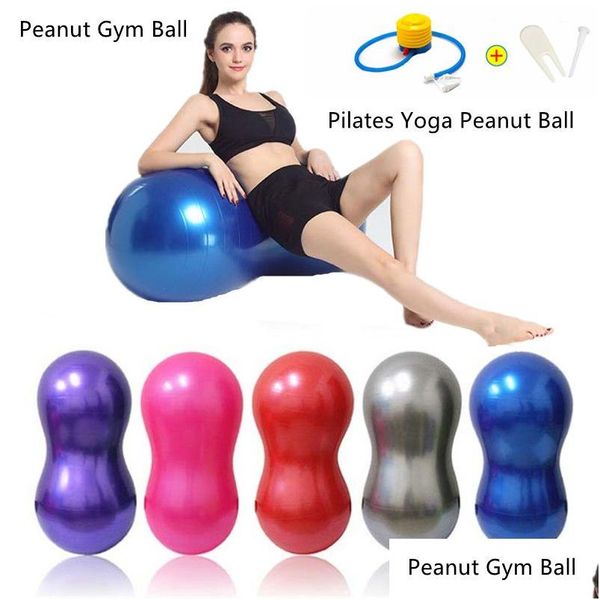 Balles de yoga Pilates Bal Anti-Burst PVC Forme d'arachide Home Fitness Équipement d'exercice Sports Gym Ball avec pompe Drop Livraison à l'extérieur Su Dhjlp