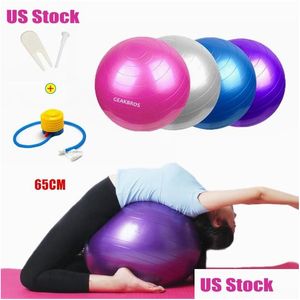 Bolas de yoga stock US 65cm Fitness Sports Bola Pilates Gym Sport Fitball con ejercicio de ejercicio de bomba Mas Ball FY8051 Drop entrega al aire libre