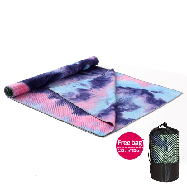 Mantas de yoga Estera de yoga impresa Manta de fitness antideslizante Absorbente de sudor Plegable Portátil Pilates Ejercicio Deportes Toalla de viaje 183 * 63 CM 230605