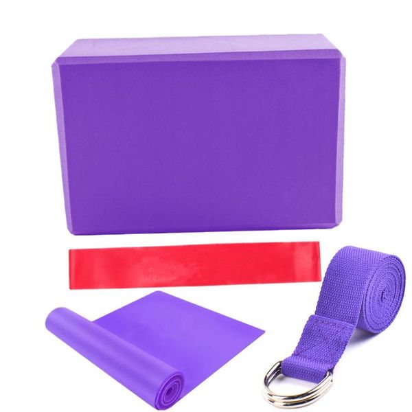 Blocs de Yoga 4 pièces ensemble bloc de brique étirement Extension Latex résistance à la traction boucle en caoutchouc bande élastique forme du corps perdre du poids