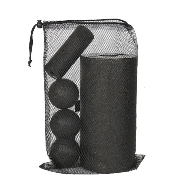 Blocs de yoga 4pcs Yoga Massage Roller Fitness Ball Rouleau en mousse Ensemble pour les maux de dos Auto-myofascial Pilates Exercices de libération musculaire 230617