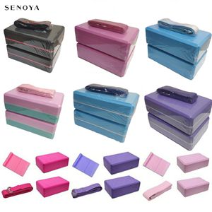 Blocs de yoga Eva Yoga Block Cotton CElonge de yoga combo Pilates Brick Fitness Srrap pour l'étirement Aide Body Forme de formation en santé