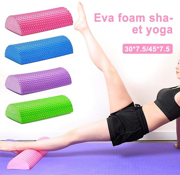 Bloques de yoga EVA Bloque de yoga Rodillo de espuma de masaje semicircular 30/45 cm Eje de espuma semicircular Yoga Pilates Almohada de masaje portátil 230617